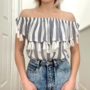 Vintage Havana Off Shoulder Striped Top